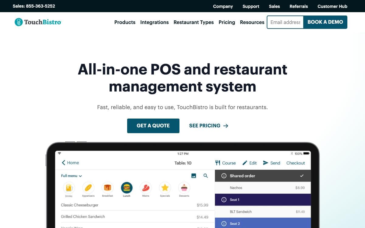 TouchBistro website preview