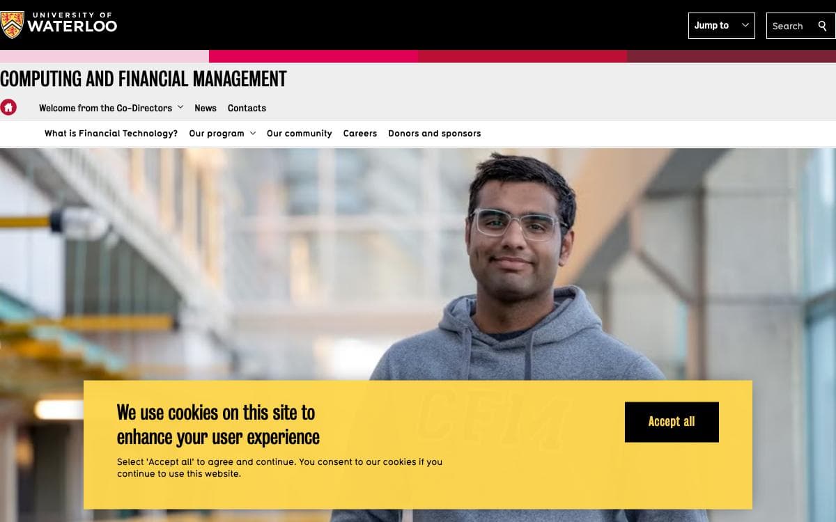 University of Waterloo website preview